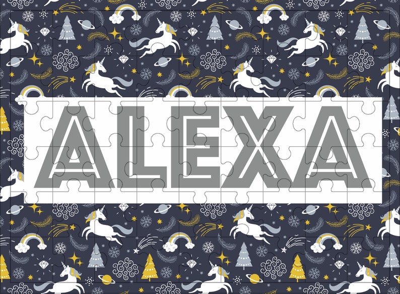 Small Unicorn Custom Name Puzzle Personalized Unicorn Birthday Gift Mystery Puzzle Baby Name Plywood White Pony Jigsaw 54-150 pieces