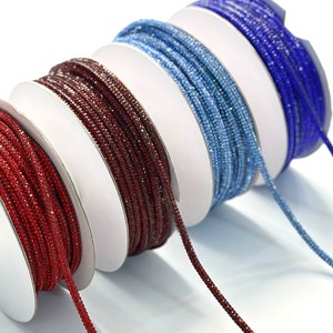 3mm Rhinestone String-Crystal Rope- Bling bling trim-DIY drawstring shoes/Craft Supplies Sparkle Red- Baby blue- Royal blue-Burgundy colors