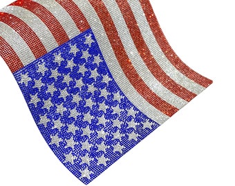 Amerikanische Flagge zum Aufbügeln auf Strasssteine – Glas-Strasssteine, Hotfix-Blätter, 9 1/2 x 15 1/2 Zoll, zum Selbermachen, Basteln, Kristalle – Bling-Bling