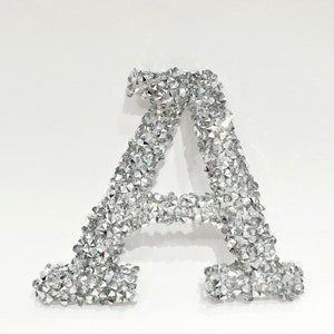 Rhinestone Iron On Letters  /Silver /Epoxy Hematite / Rhinestone patches for clothing DIY iron on alphabet beaded