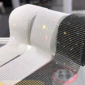Non-Stretch 24 Line Rhinestone Fabric I Crystal Mesh Fabric I Bling bling Fabric