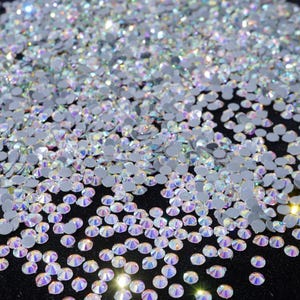 SS6 (2mm) 720 pieces Crystal AB Hot-fix Rhinestones – Iron-On Flatback Glass Gems for DIY Clothing, Tumbler, and Craft Projects (CrystAX)