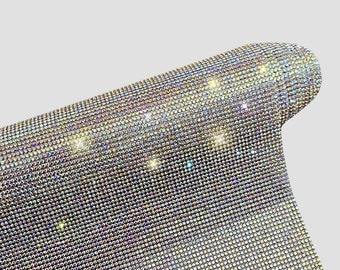 Arkusz z kryształkami do prasowania | Panel ze strasami | SS6.5 Wysokiej jakości arkusze z kryształkami Crystal AB I 15,5 x 46 cali