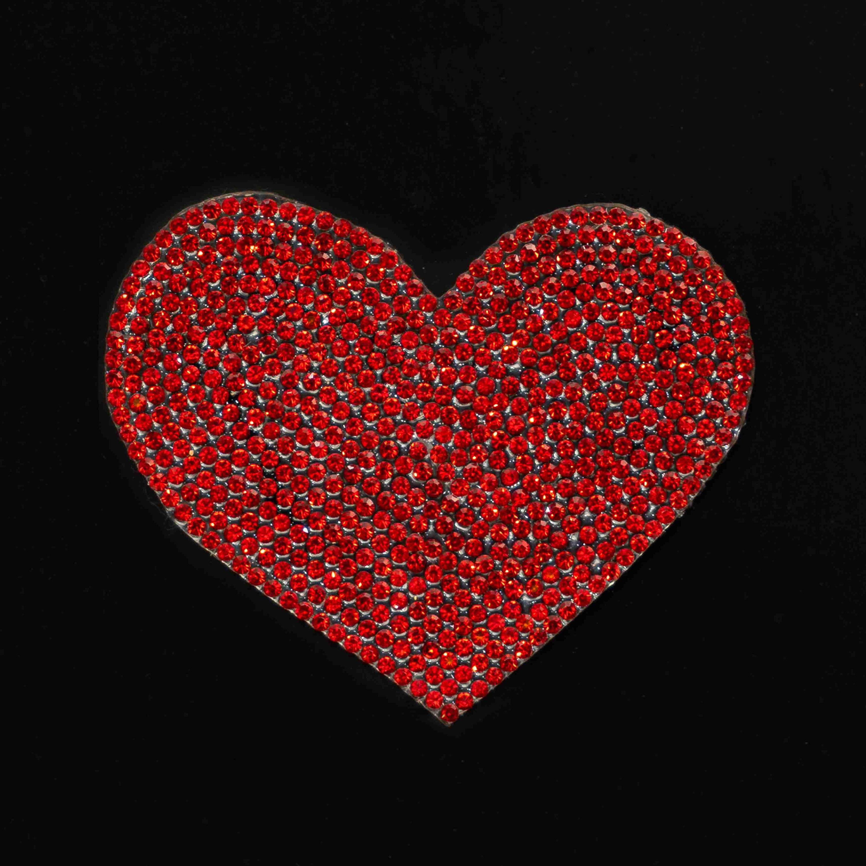 253mm Bowknot Heart Iron on patches for clothing Red Sequined