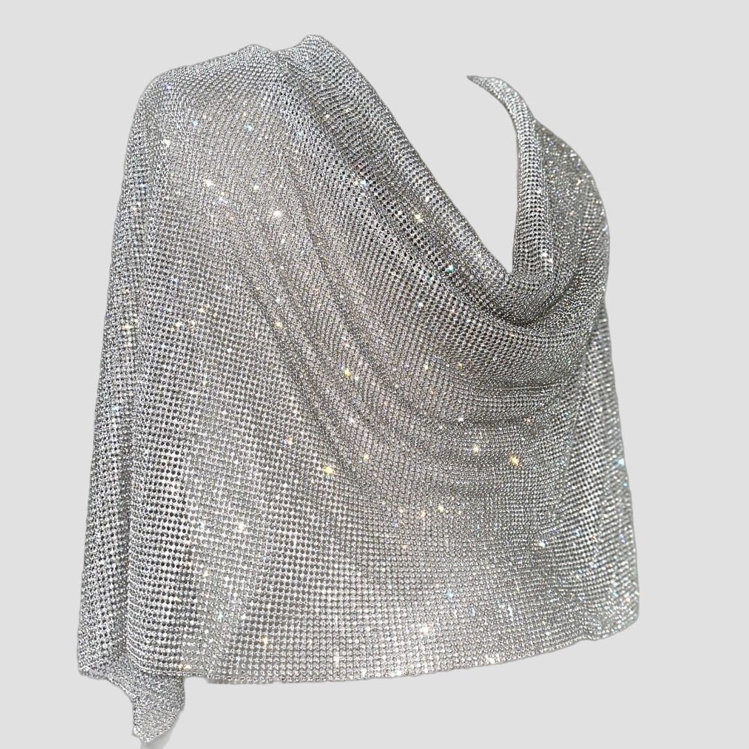 Crystal Rhinestone Aluminum Chainmail Fabric - 18inch x60 inch(46x152cm) - Craft Supply DIY projects