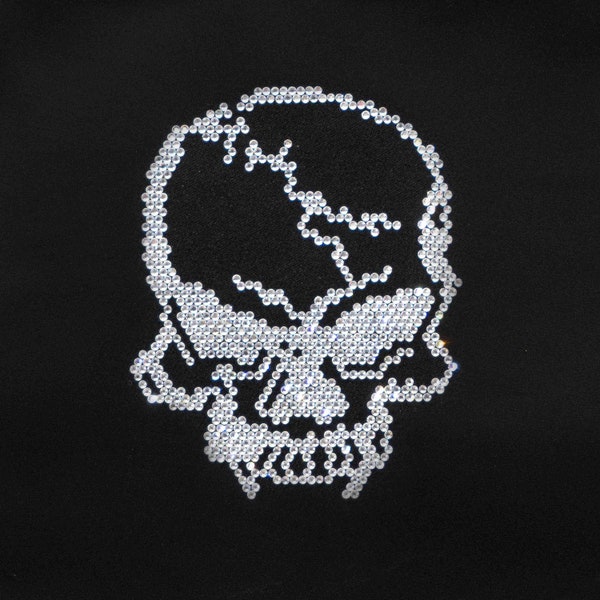 3 pouces Skull Rhinestone Iron sur Crystal applique / patch - hotfix design 3 pouces DIY