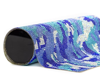 Camouflage Iron on Rhinestone Mesh - Glass Rhinestone Sheets Hot-fix  Size SS6 / 2MM 9 1/2 x 15 1/2 Inches Sheet