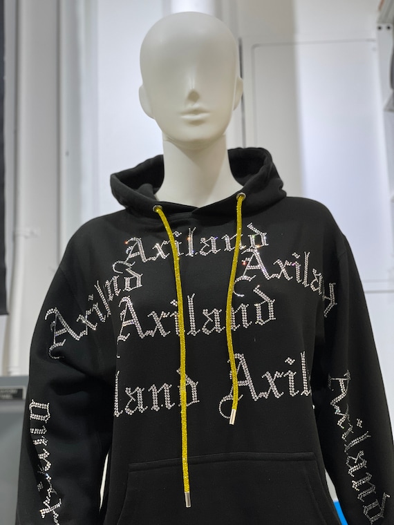 【DISCERNMENT】Stripe String Hoodie Crystal Hoodie Strings - Rhinestone String / Hoodie