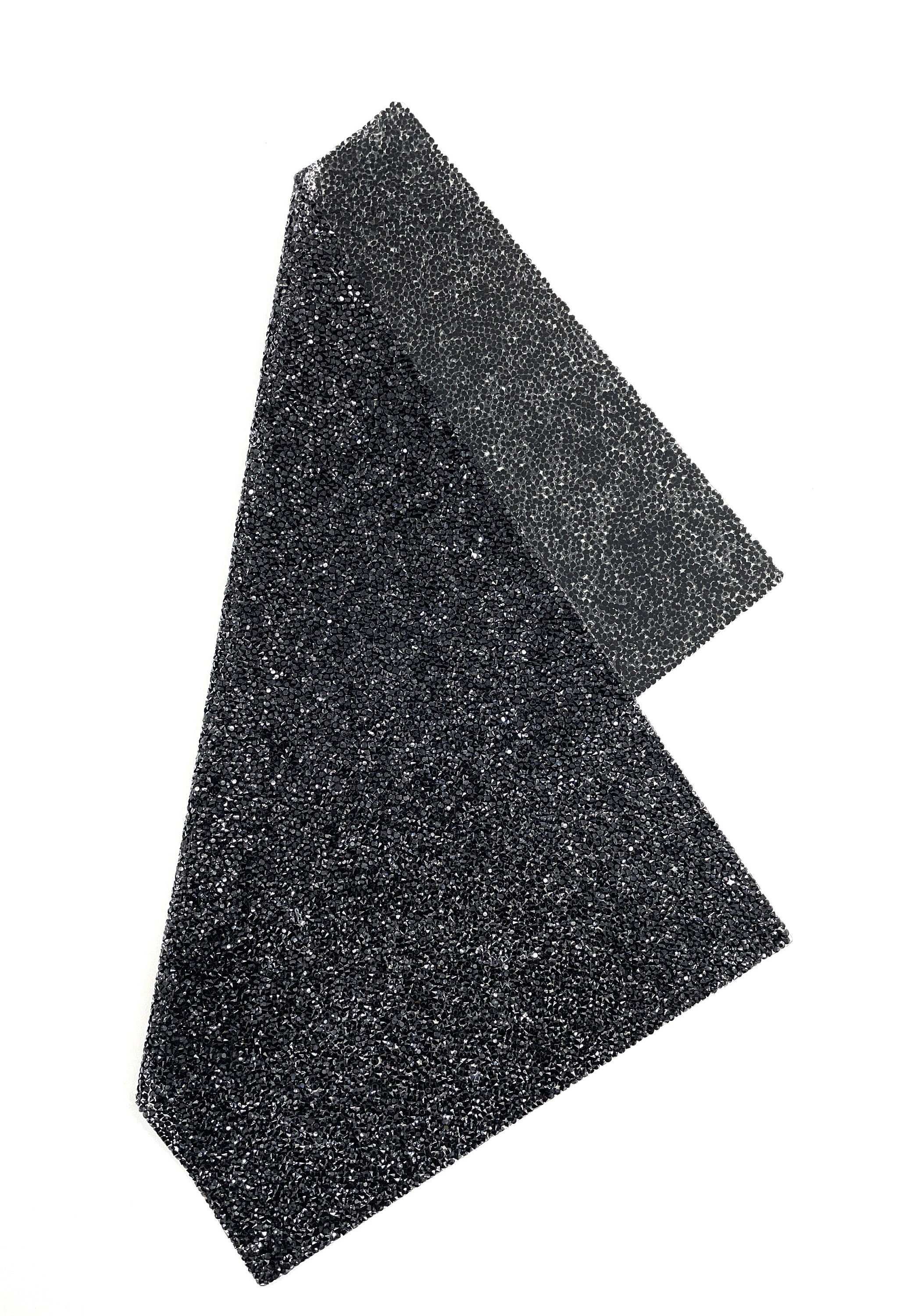 Black / Crystal Clear Stretchable Rhinestone X Fabric 