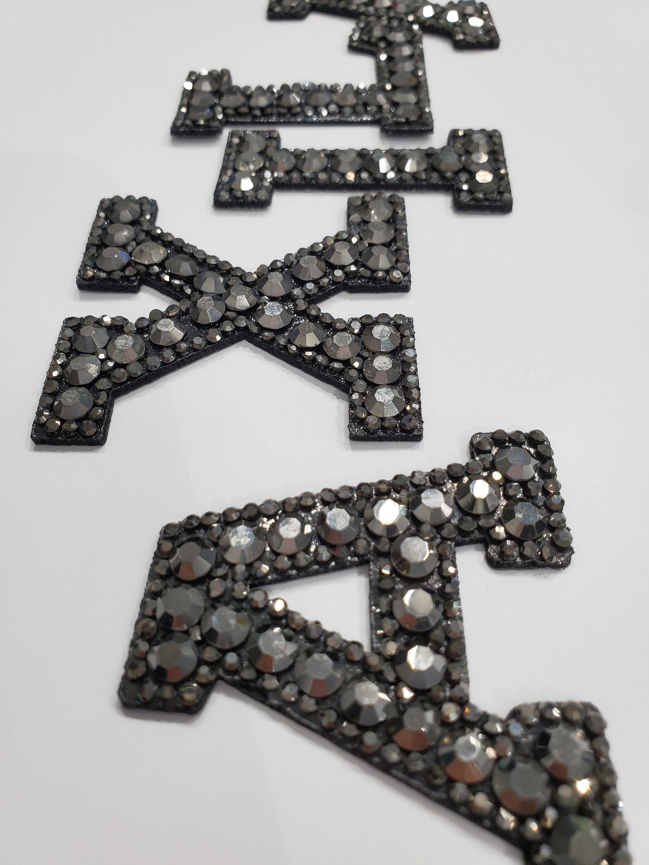 Rhinestone Iron on Letters /black /hematite / Rhinestone Etsy