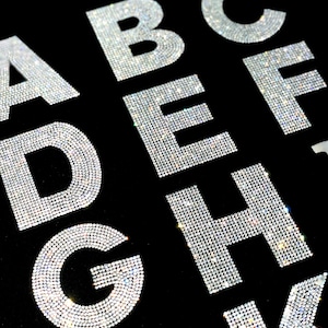 Letras termoadhesivas de malla de diamantes de imitación exclusivas de 3 1/2"