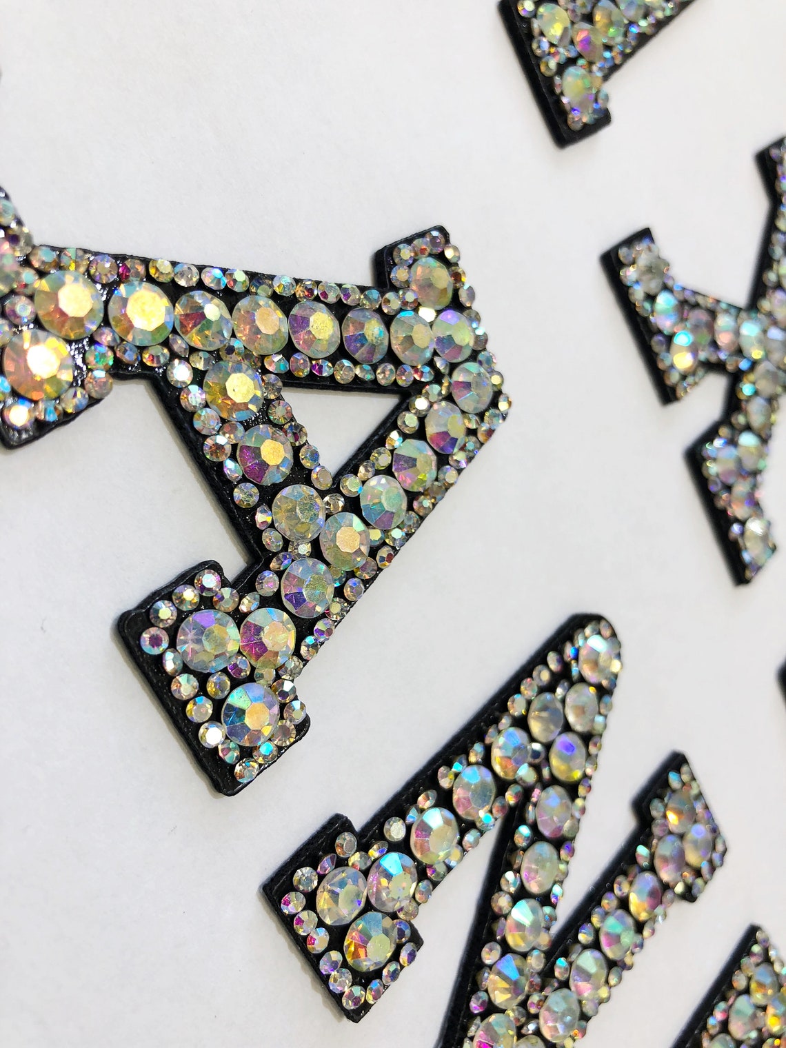 Rhinestone Iron On Letters /Clear AB / Rhinestone patches for Etsy
