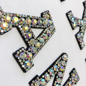 Rhinestone Iron On Letters  /Clear AB / Rhinestone patches for clothing DIY iron on alphabet