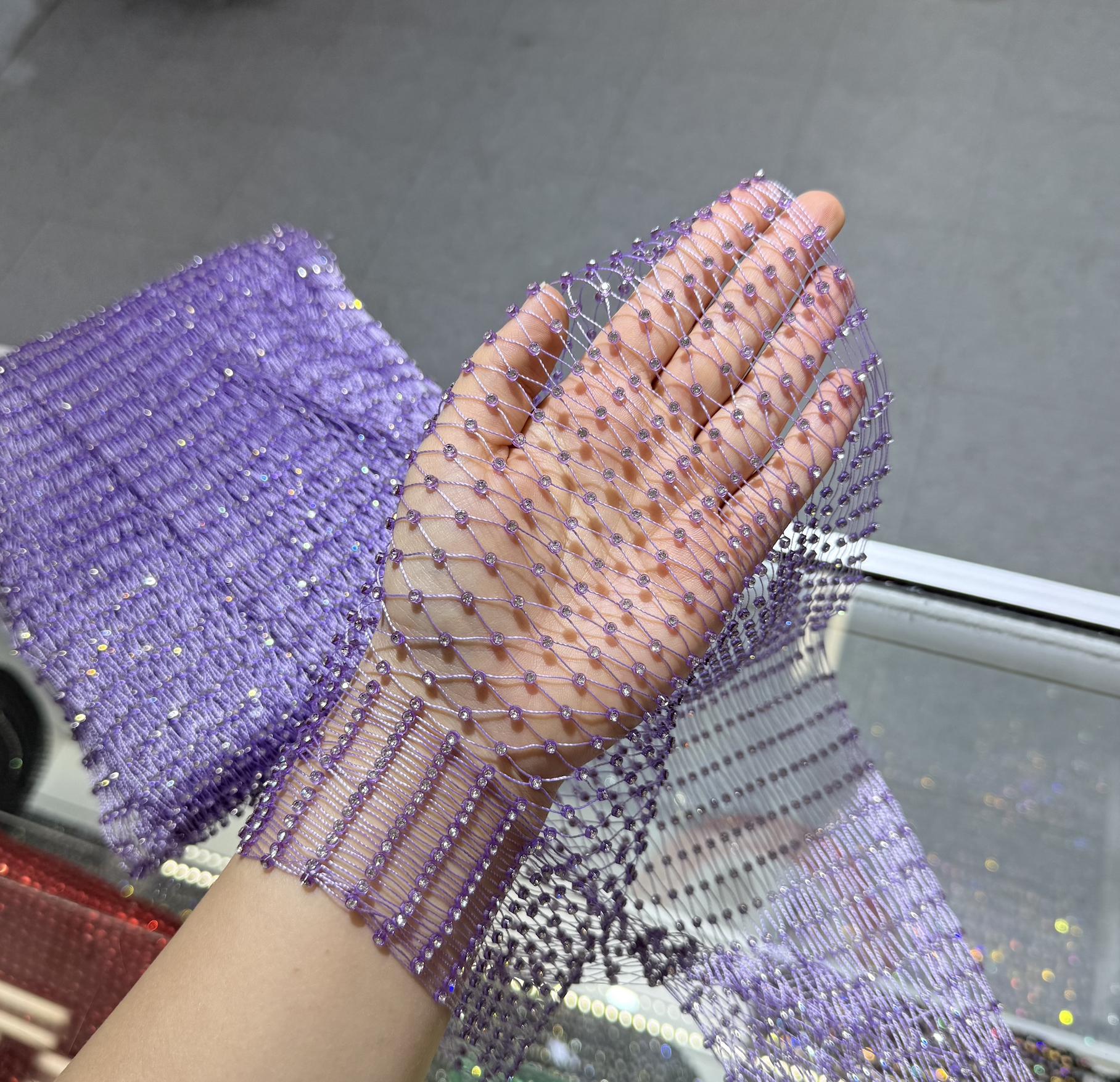 Rhinestone Fishnet Fabric – SS8 Crystal Mesh by the Yard | Sparkling ...