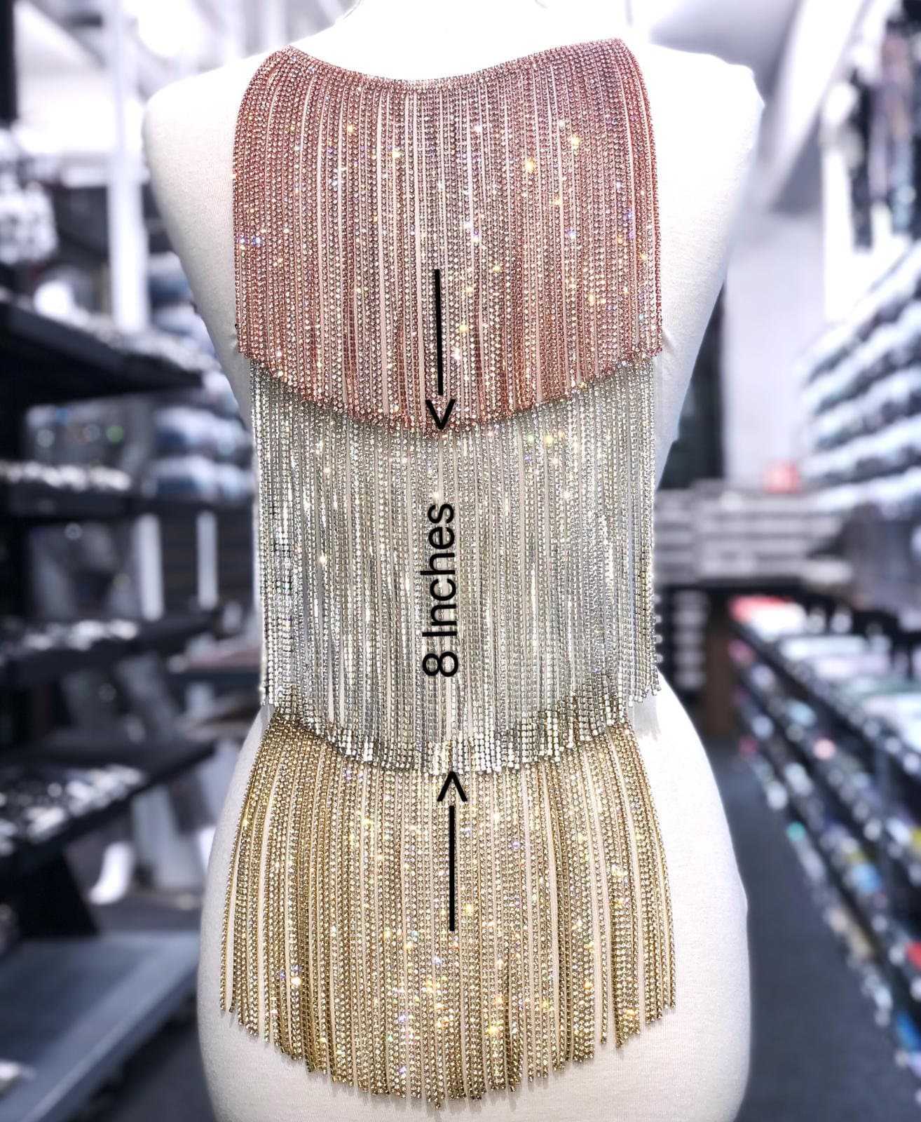 8 Inches Long Rhinestone Fringe I High Quality Rhinestone Etsy Australia