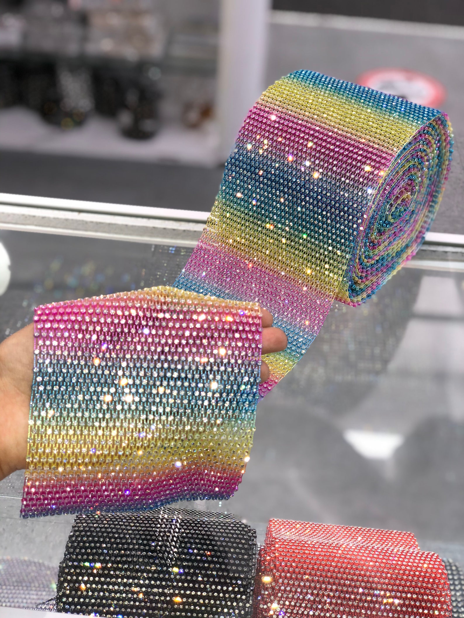 Stretchable Rhinestone Fabric I Crystal Mesh Fabric I Elastic Etsy