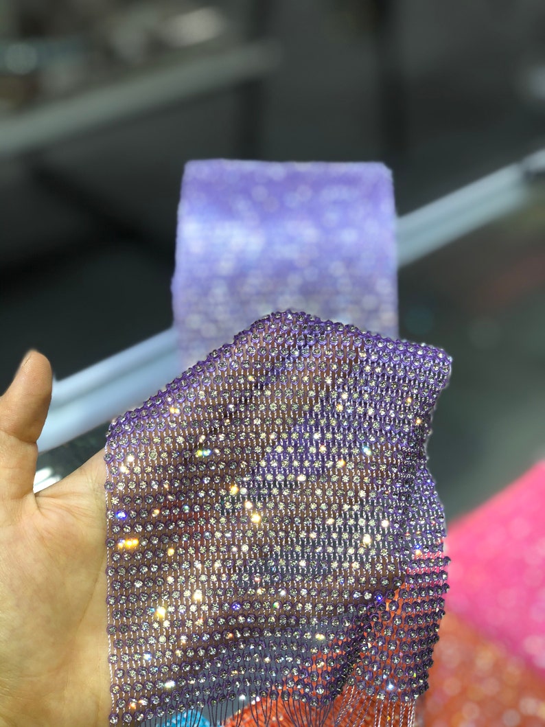 Stretchable Rhinestone Fabric I Crystal Mesh Fabric I Elastic Etsy