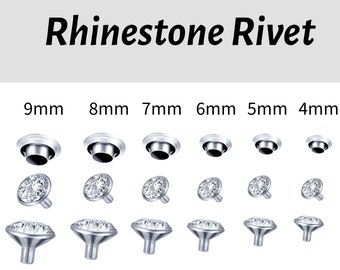 Rhinestone Rivet Silver- 4mm-5mm-6mm-7mm-8mm-9mm Crystal Glass Rhinestone Rivets For Leather Craft DIY High quality