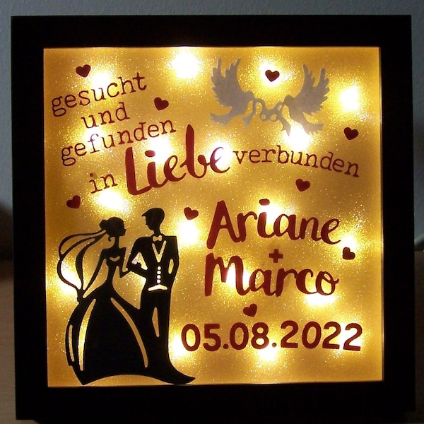 Beleuchteter bilderrahmen hochzeit Etsy.de