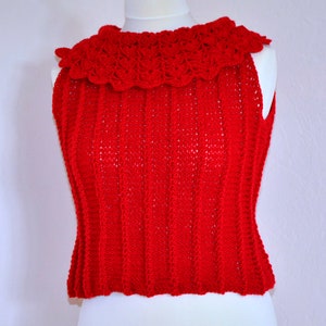 Knitted Summer Sweater Carmen, Red, black image 2