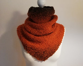 Gestrickter Schlauchschal "Susanna", Farbverlauf orange-braun