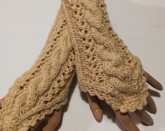 Gestrickte Pulswärmer "Maika",  beige