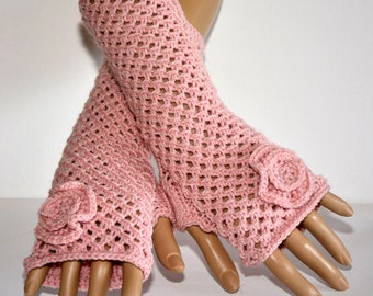 Armstulpen "Bella", gestrickt, rose