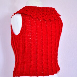 Knitted Summer Sweater Carmen, Red, black image 4