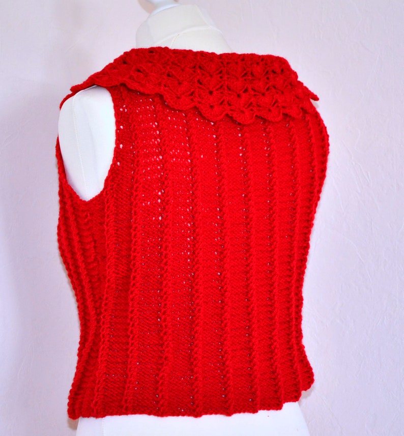 Knitted Summer Sweater Carmen, Red, black image 4