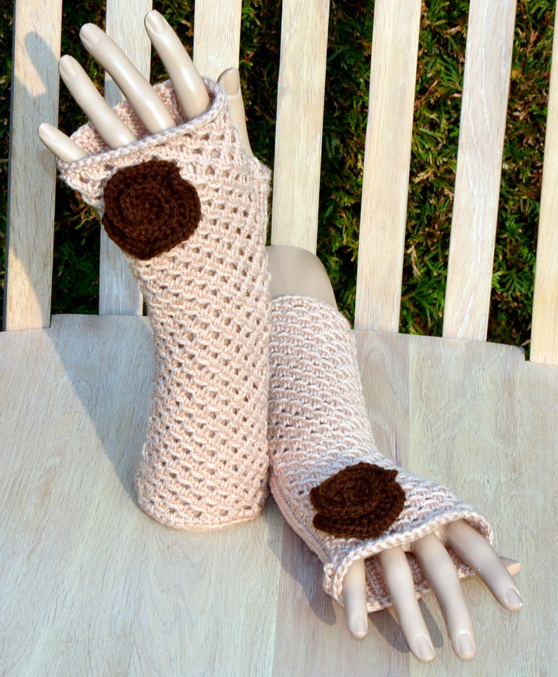 Armstulpen Bella, gestrickt, beige, braun Bild 2