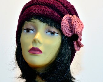 Knitted women's hat "Lolita", purple