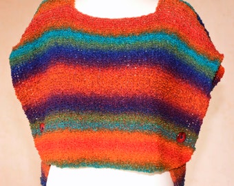 Knitted sweater vest, "Susanna", color gradient - colorful