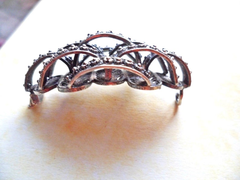 Antique Edwardian Silver Filigree 3D Art Deco Brooch Sash Pin