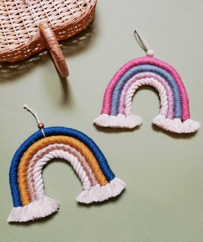 Arc en Ciel A Suspendre, Chambre Bébé Enfant, Décoration Laine Corde