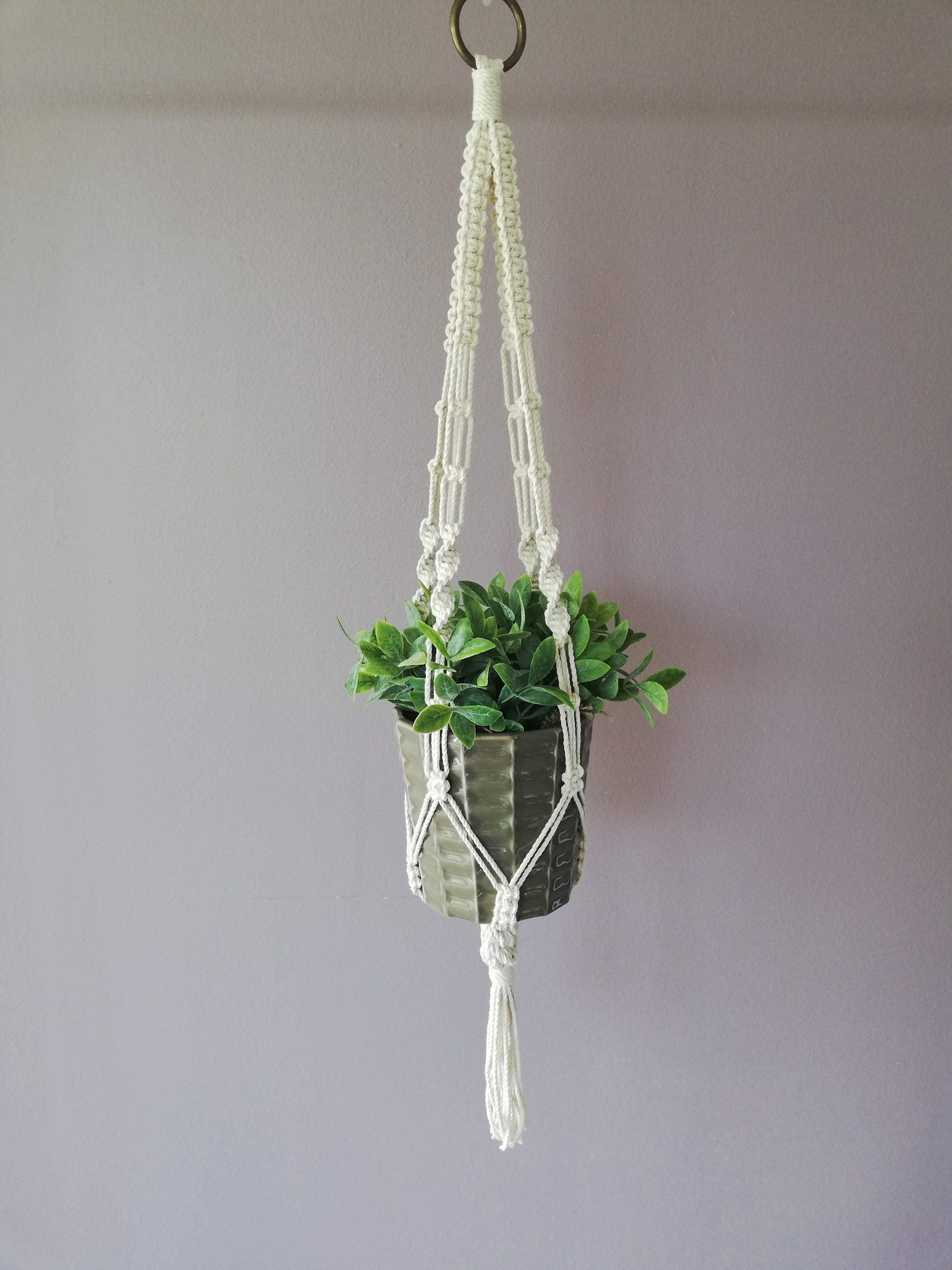 Suspension Plante Corde Macramé Ecru