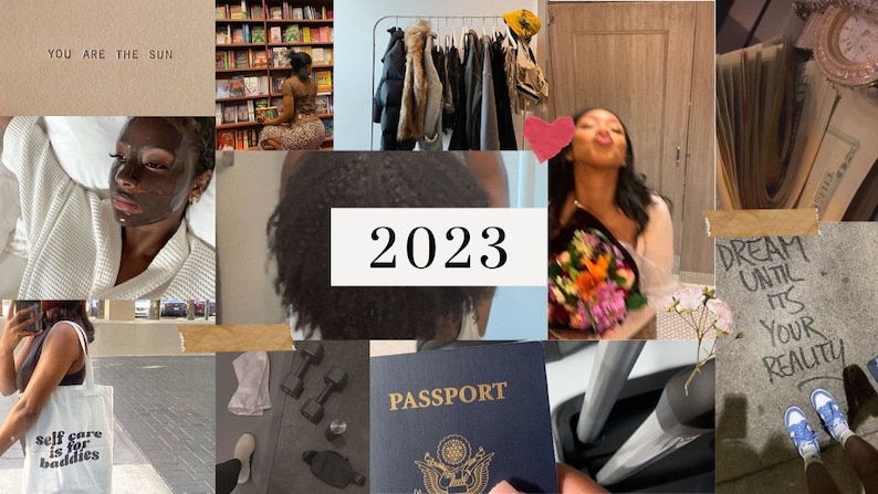 2023 Vision Board Collage Black Girl Desktop Wallpaper - Etsy