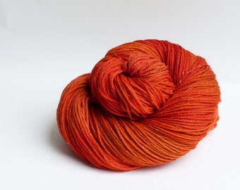 Hand-dyed wool, tweed sock yarn uni melange "Fuchs" 4-ply yarn mulesing-free 221105