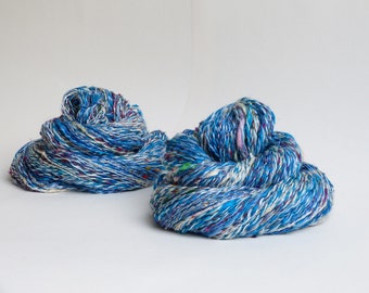 Handspun yarn "More Sea" approx. 108g, hand-dyed and carded, mulesing-free -1-2 yarn