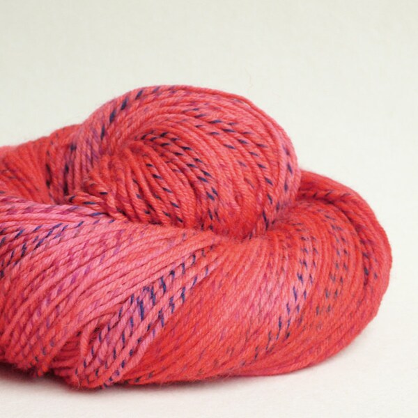 Hand-dyed colorful sock yarn "I see red" with zebra stripes, 100g, 4ply -151018