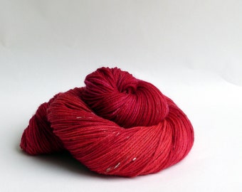 Hand-dyed wool, tweed sock yarn uni melange "Red" 4-ply yarn mulesing-free 221101