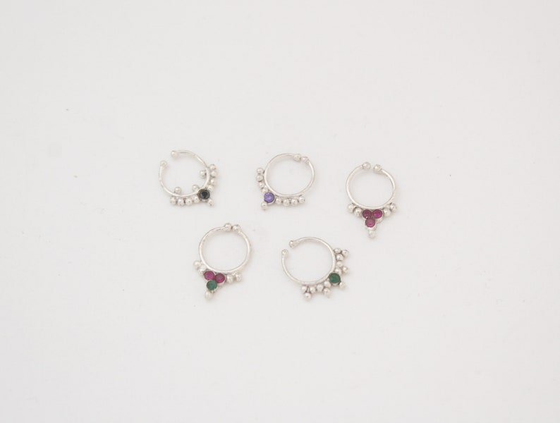 nose septum ring faux septum nose clip silver septum ring Fake set of 5 tribal septum nose ring jewelry tragus ring cuff septum cuff