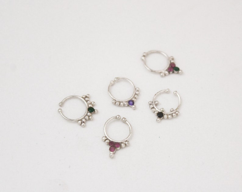 nose septum ring faux septum nose clip silver septum ring Fake set of 5 tribal septum nose ring jewelry tragus ring cuff septum cuff