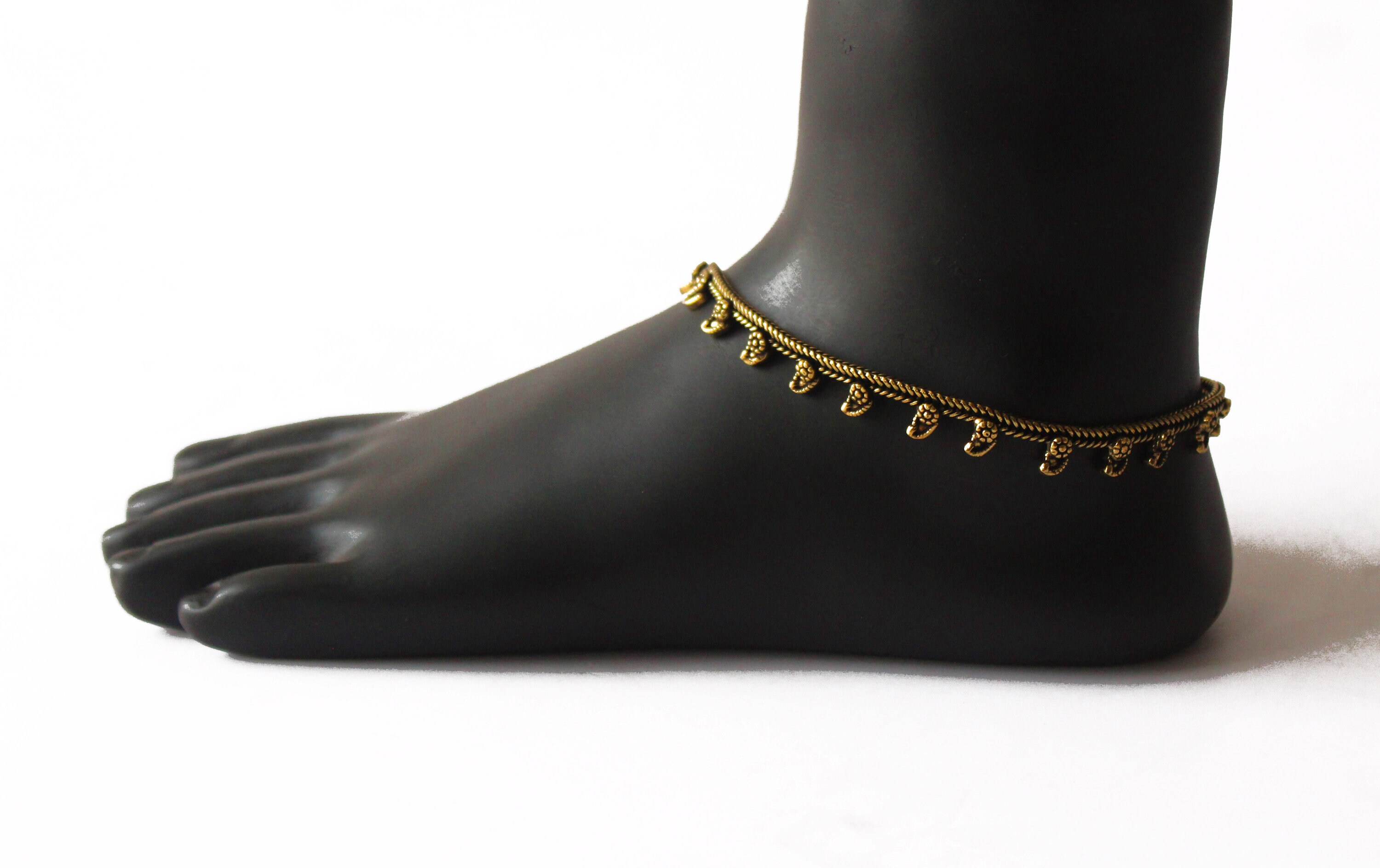 Anklet for woman Brass Indian Ankle bracelet oxidized Etsy