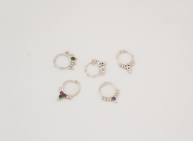 nose septum ring faux septum nose clip silver septum ring Fake set of 5 tribal septum nose ring jewelry tragus ring cuff septum cuff