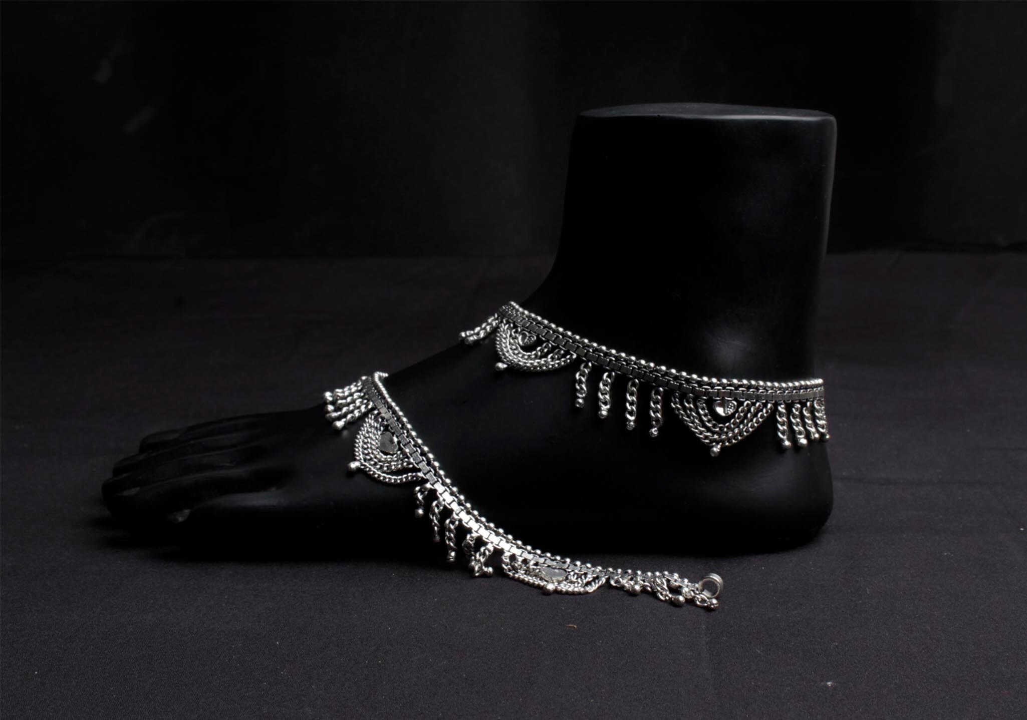 Boho ethnic silver anklets for women Indian anklet ankle Etsy