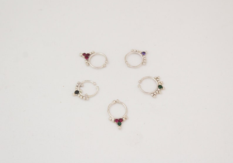 nose septum ring faux septum nose clip silver septum ring Fake set of 5 tribal septum nose ring jewelry tragus ring cuff septum cuff