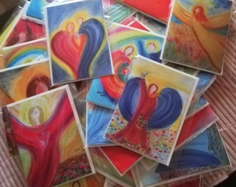 Angel greeting cards 4 pieces each including envelope