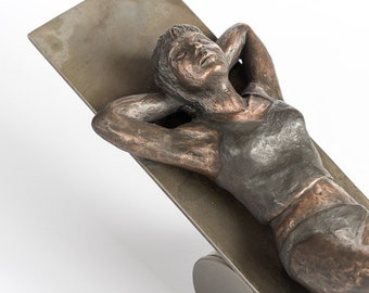 Sunbathing on seesaw, bronze sculpture (delivery time approx. 6 WEEKS!)