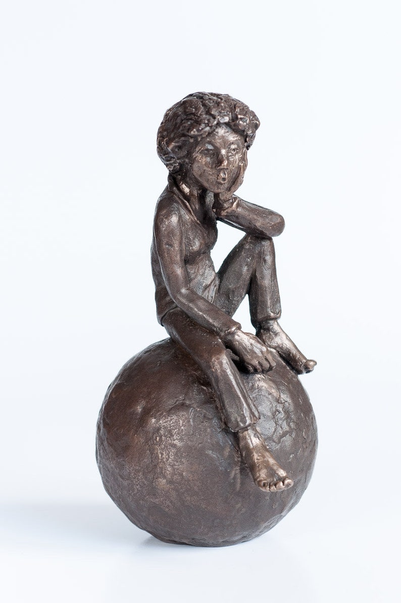 Whistling on ball, bronze sculpture image 4
