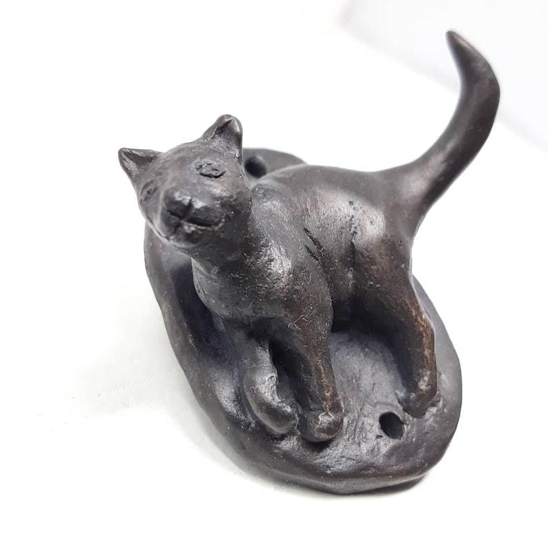 Katze Wandhaken, Bronzeguss Bild 2